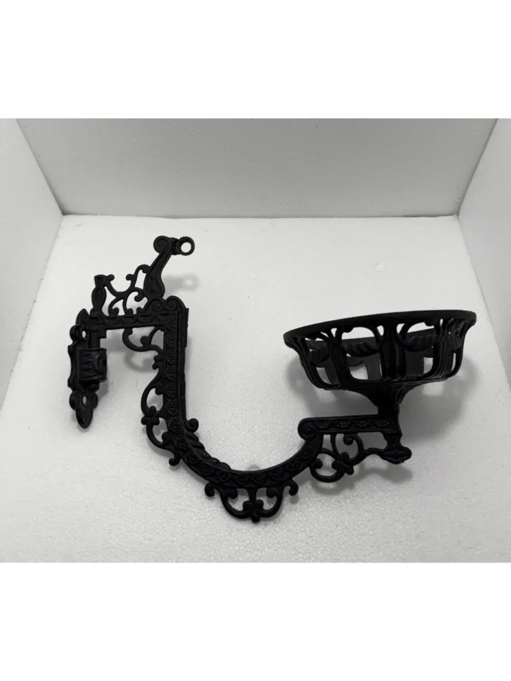 Early 20th Century Victorian Cast Iron Oil Lamp Holder With Mounting Bracket